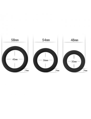 Pack de 3 Anillos para el Pene Power Plus Negro