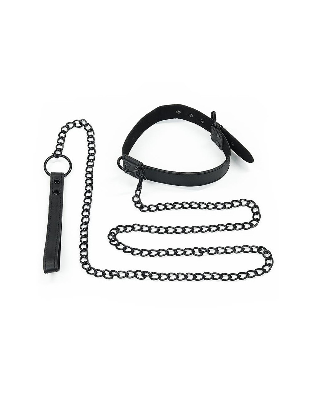 Collar con Correa Negro Mate