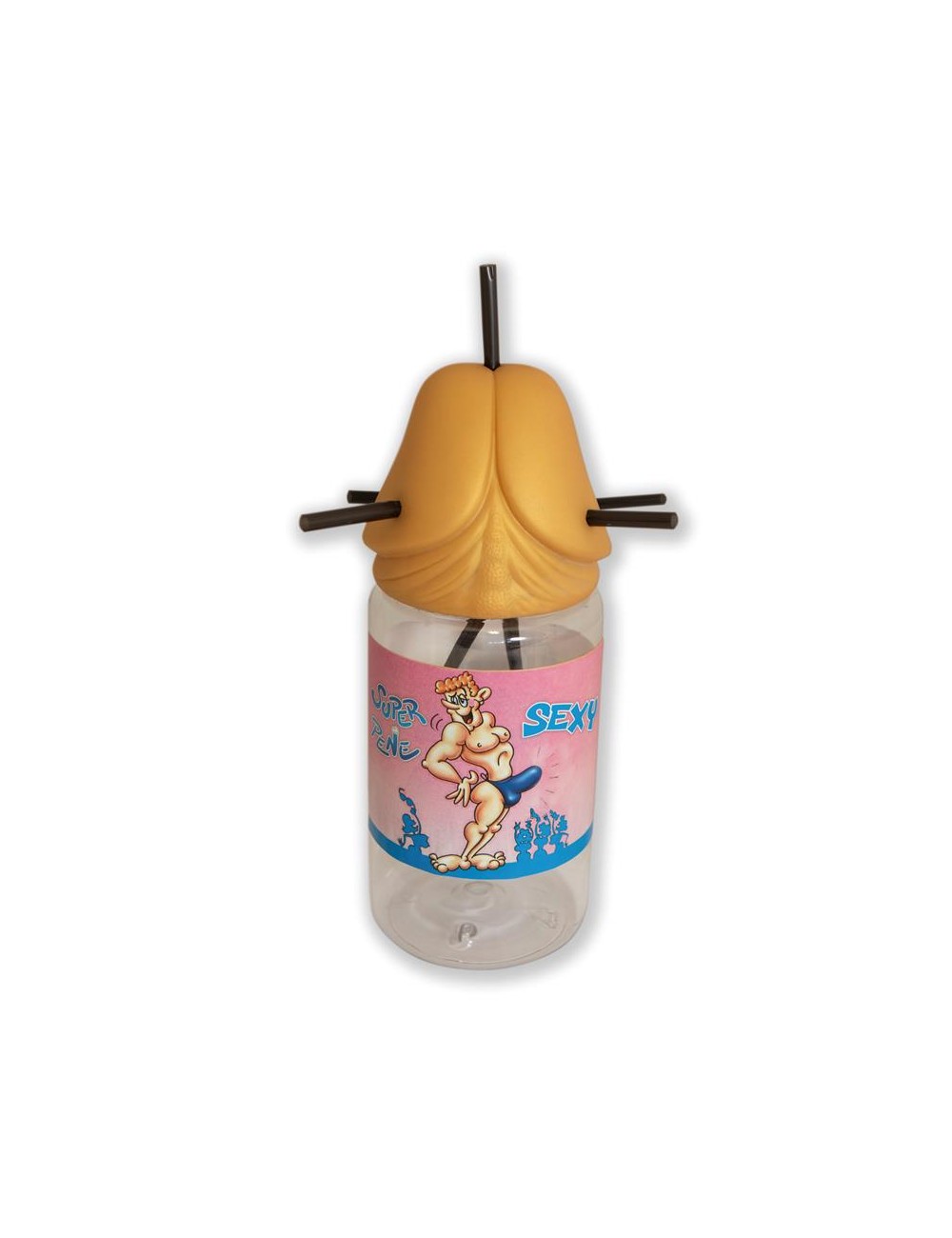 Biberon en Forma de Pene con 5 Pajitas Gold Edition