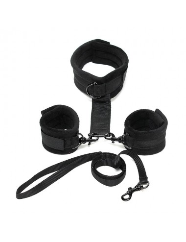 Collar y Esposas Desmontables Negro Ajustables