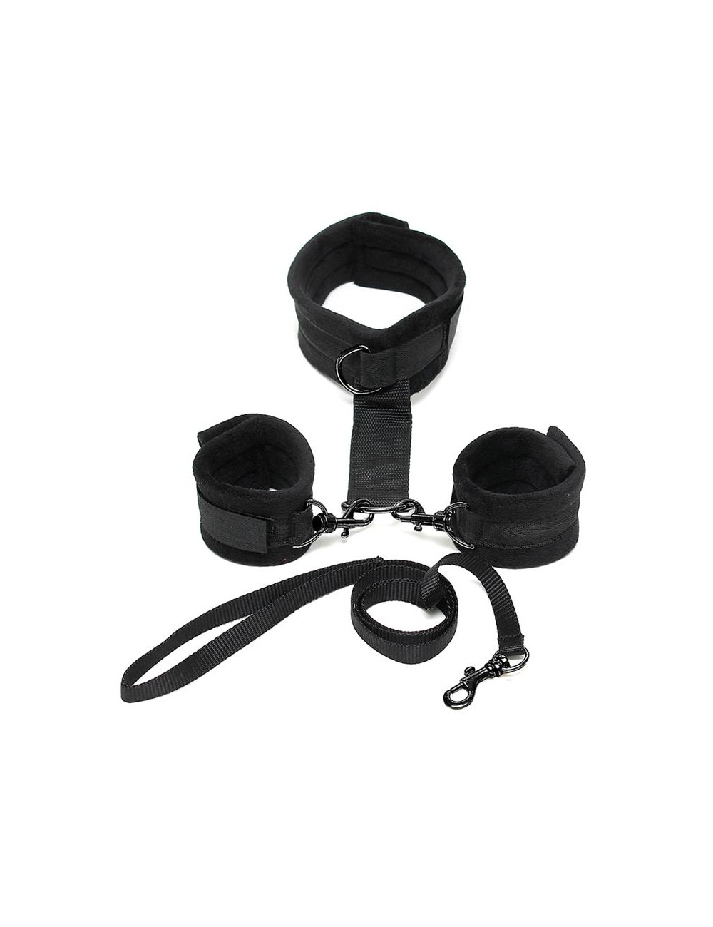 Collar y Esposas Desmontables Negro Ajustables