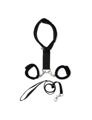 Collar y Esposas Desmontables Negro Ajustables