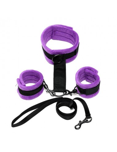 Collar y Esposas Desmontable Purpura Ajustable