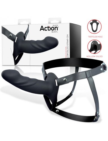 Arnes Strap on con Dildo Hueco Silicona Premium Talla L Negro