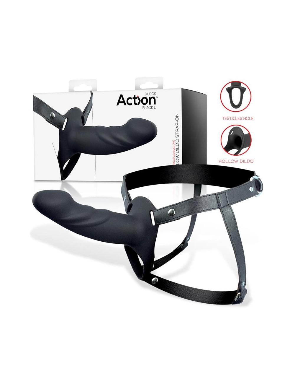 Arnes Strap on con Dildo Hueco Silicona Premium Talla L Negro
