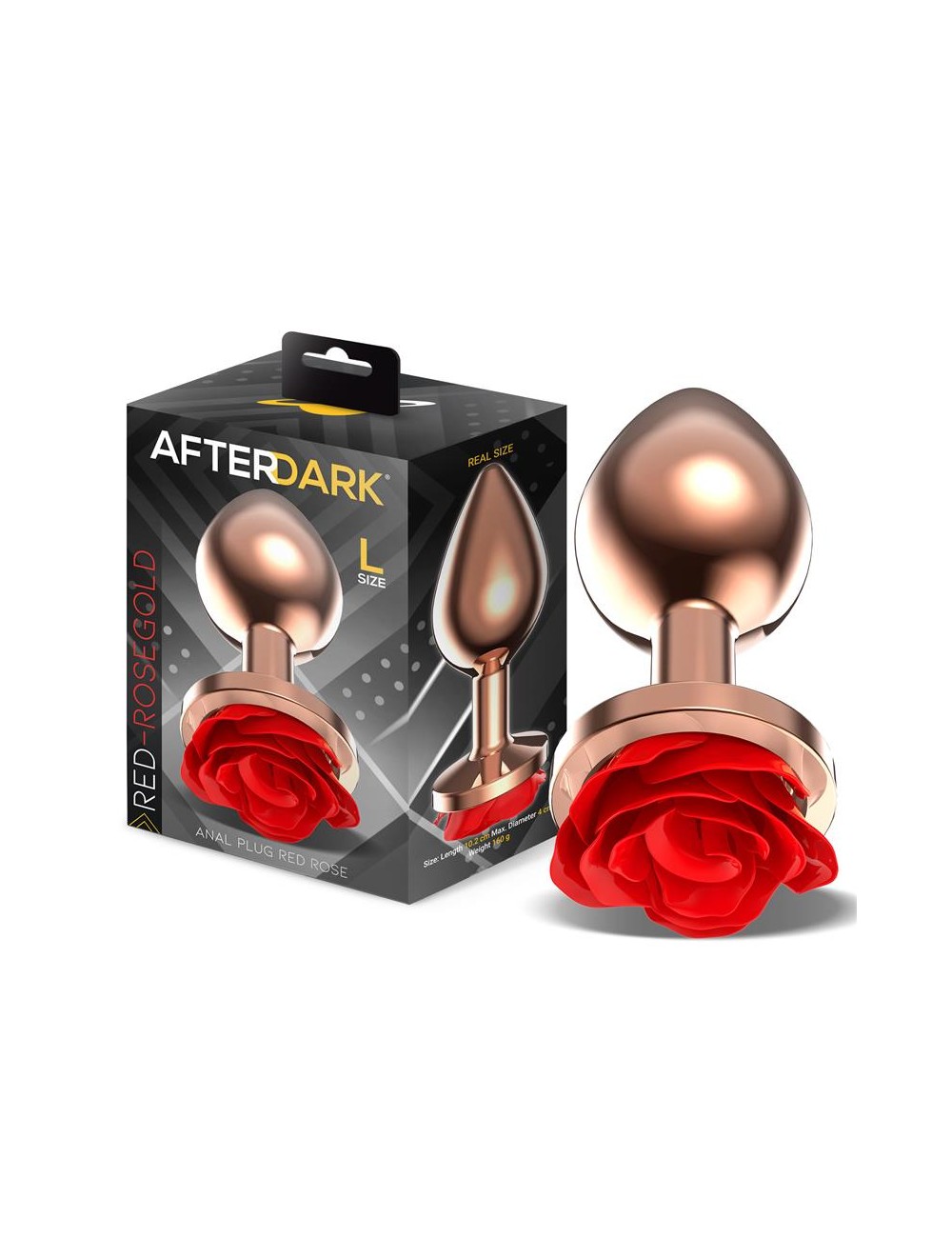Rose Plug Anal Oro Rosa Base de Rosa Roja Talla L