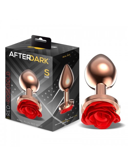 Rose Plug Anal Oro Rosa Rosa Roja en la Base Talla S