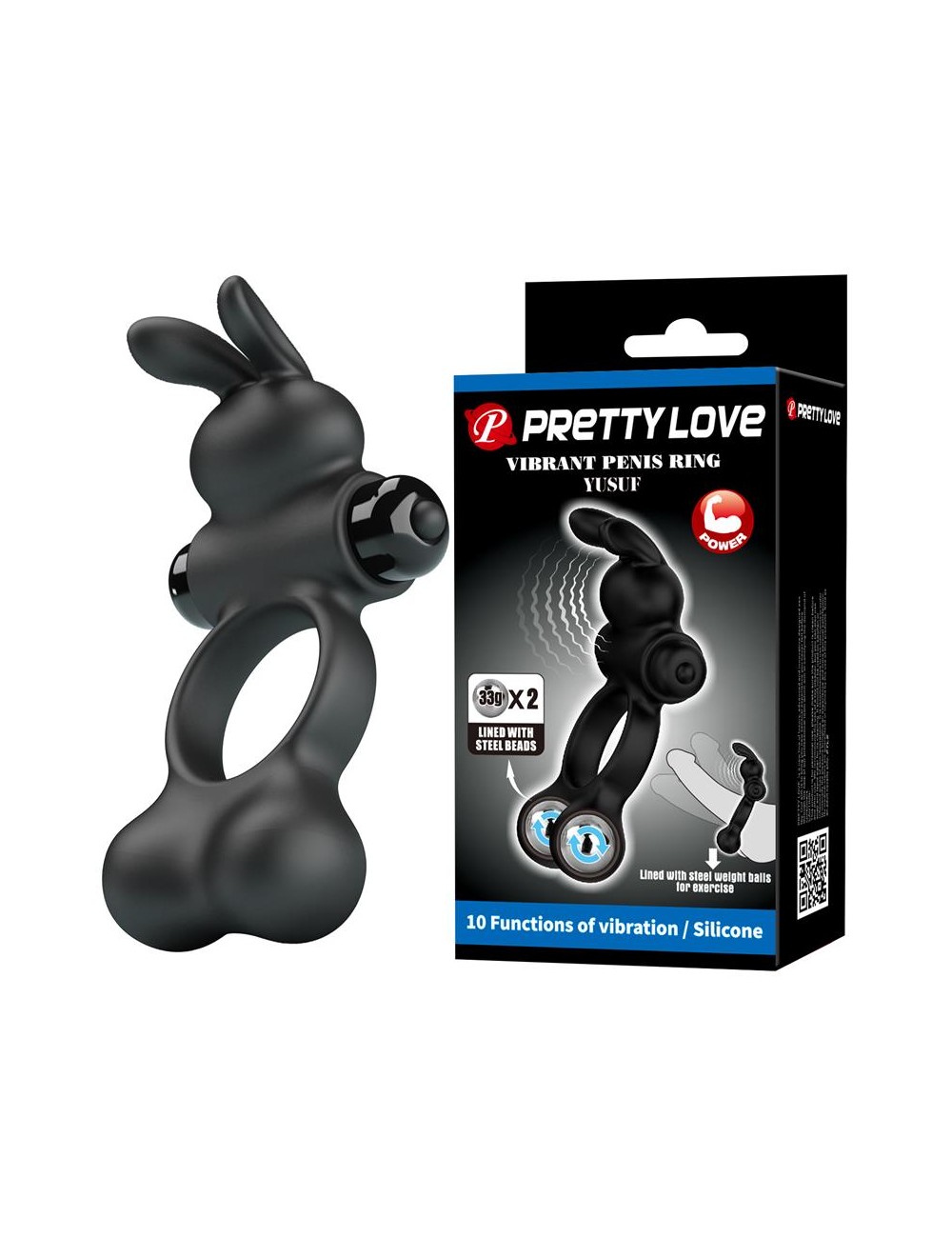 Yusuf Anillo para el Pene con Bolas de Metal 2x33gr