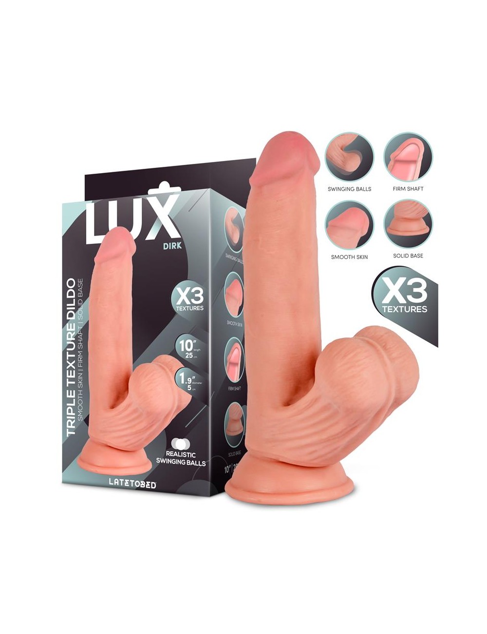 Dirk Dildo Triple Densidad con Testiculos Oscilantes 10