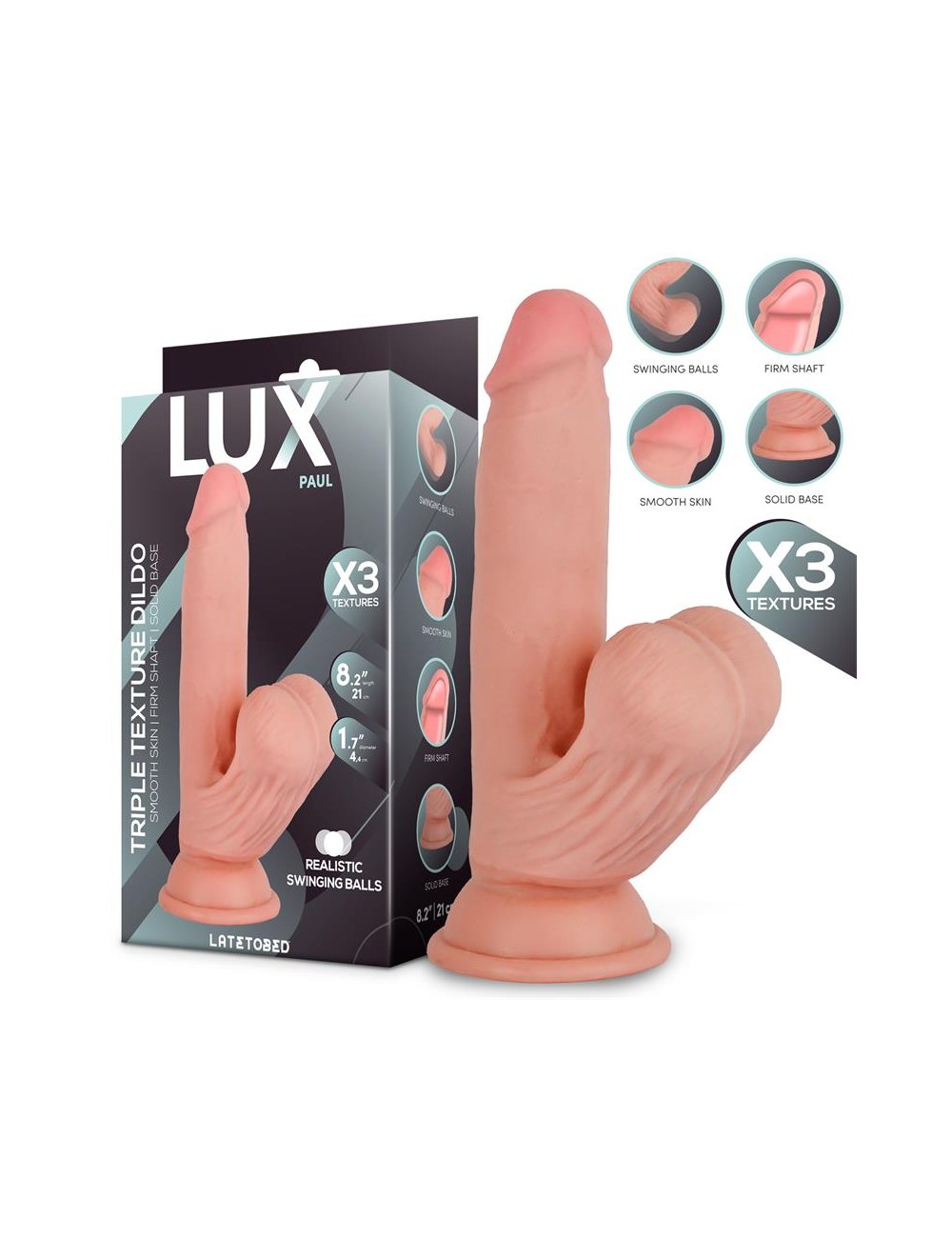 Paul Dildo Triple Densidad con Testiculos Oscilantes 82