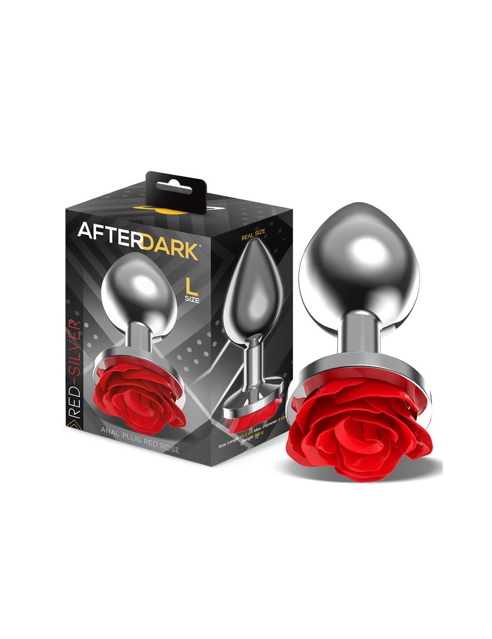 Plug Anal de Metal con Rosa Roja en la Base Talla L