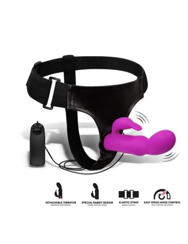 Hymax Arnes con Dildo Vibrador con Conejito y Control Remoto