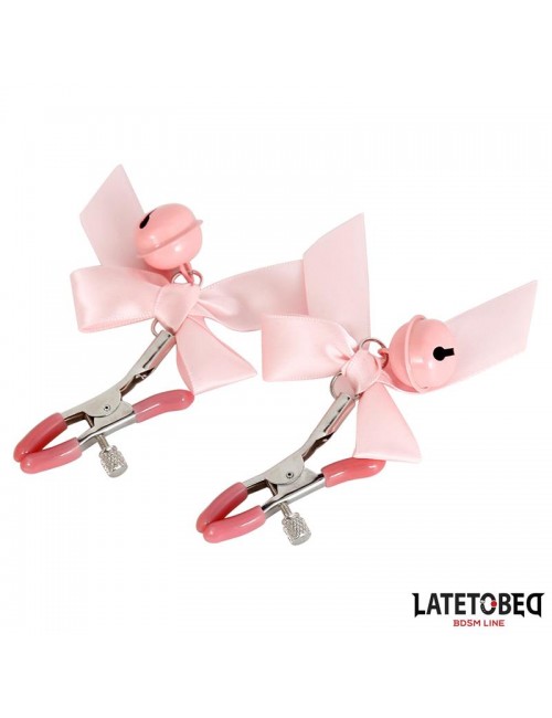 Pinzas para Pezones Lazo y Cascabel Rosa