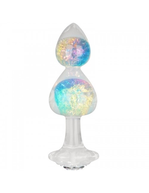 Gemoria Plug Anal de Silicona con Centro de Cristal Multicolor