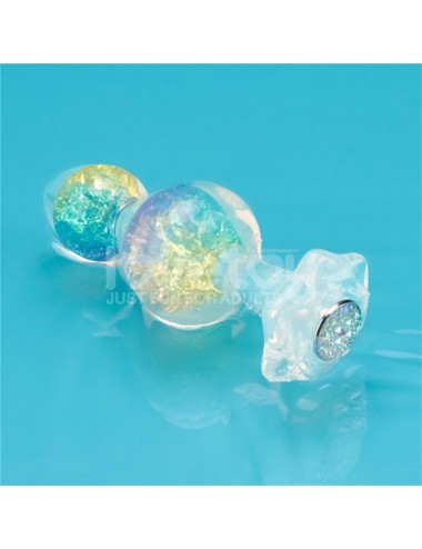 Gemoria Plug Anal de Silicona con Centro de Cristal Multicolor