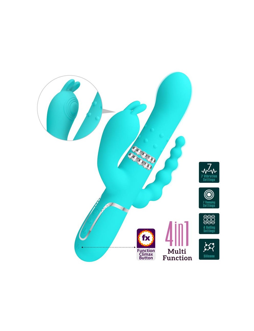Cammy Vibrador con Bolas Rotadoras y Cadena Anal