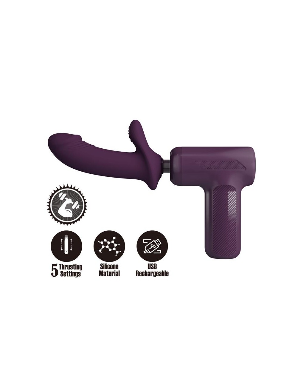 Dj Scholar Pistola de Masaje con Dildo Funcion Empuje Purpura
