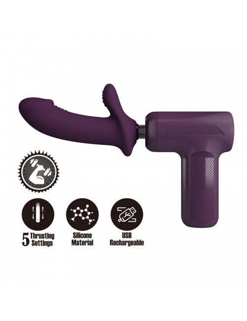 Dj Scholar Pistola de Masaje con Dildo Funcion Empuje Purpura