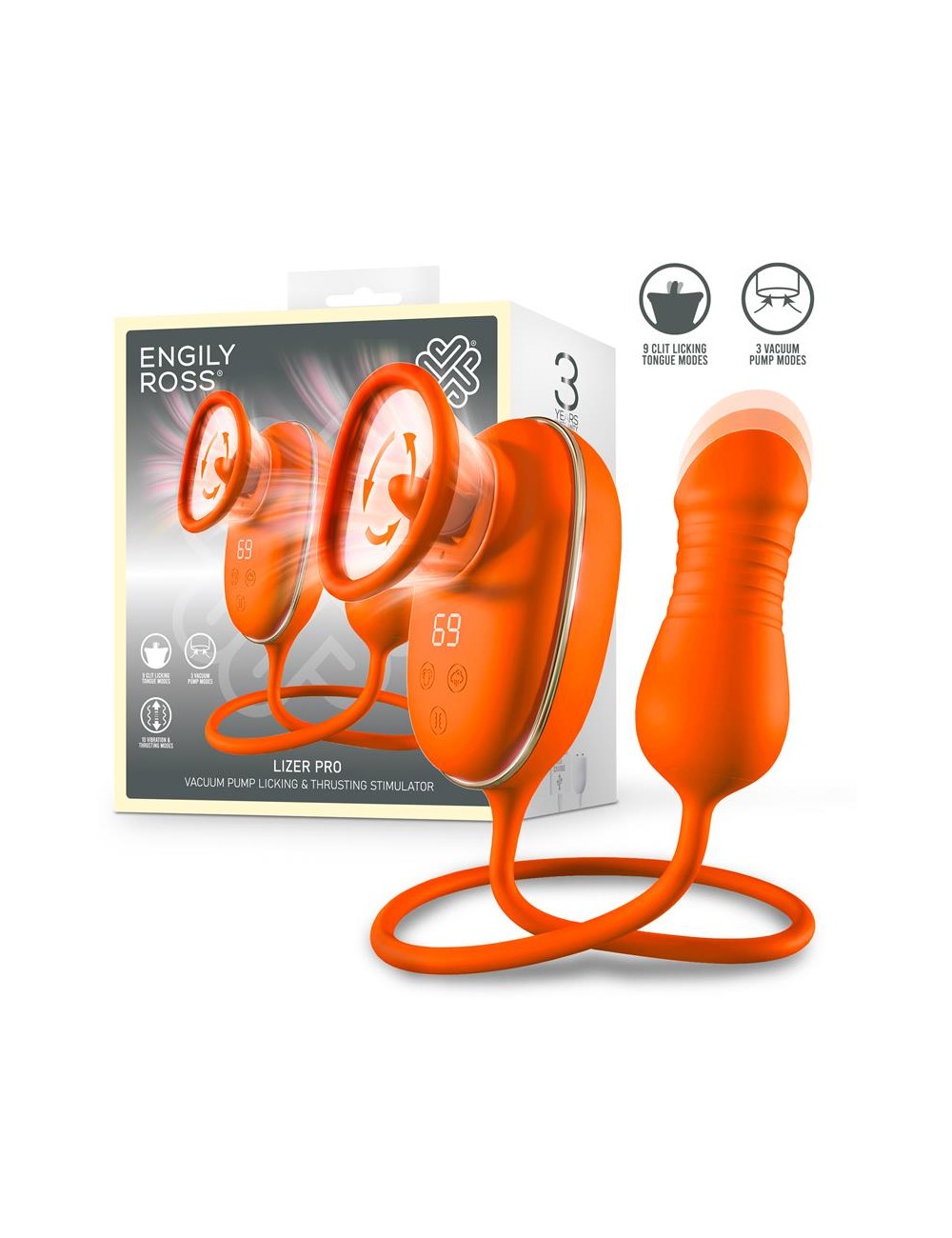Lizer Pro Estimulador con Lengua Oscilante Bomba de Vacio y Huevo con Up and Down
