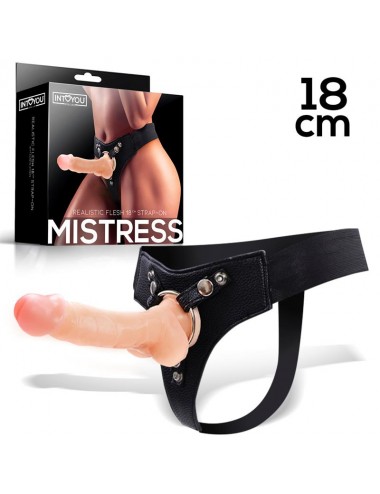 Mistress Arnes Elastico con Dildo de Silicona de 18 cm Natural