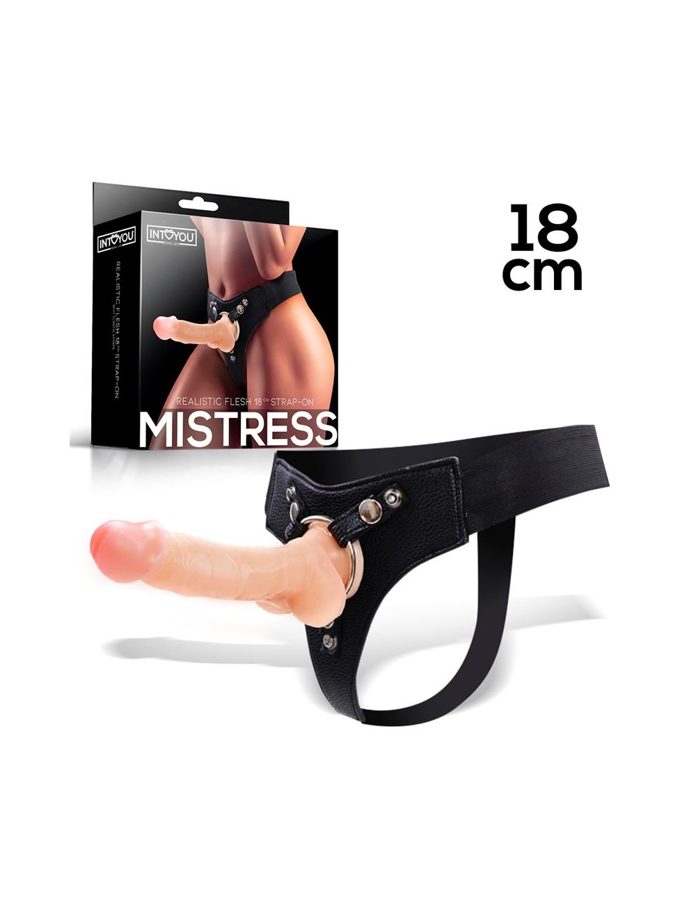 Mistress Arnes Elastico con Dildo de Silicona de 18 cm Natural