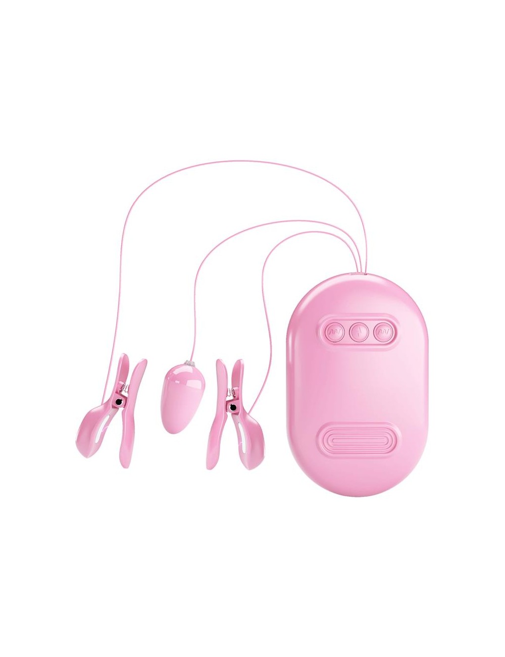 Surprise Box Huevo Vibrador y Pinzas para Pezones con Electro Estimulacion Rosa