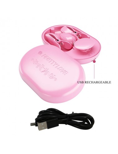 Surprise Box Huevo Vibrador y Pinzas para Pezones con Electro Estimulacion Rosa