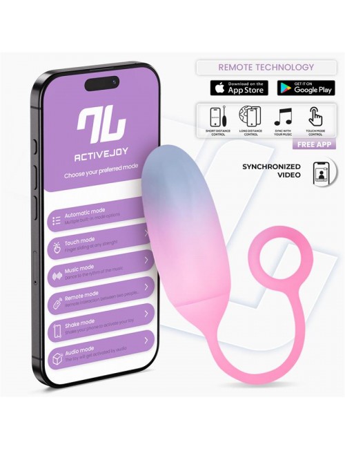 Huevo Silicona Doble Capa con APP Azul Rosa