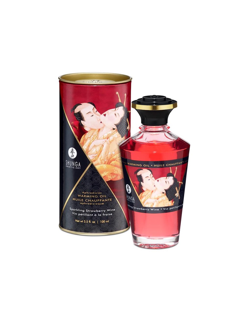Shunga Aceite de Masaje Efecto Calor Aroma Vino Espumoso de Fresa