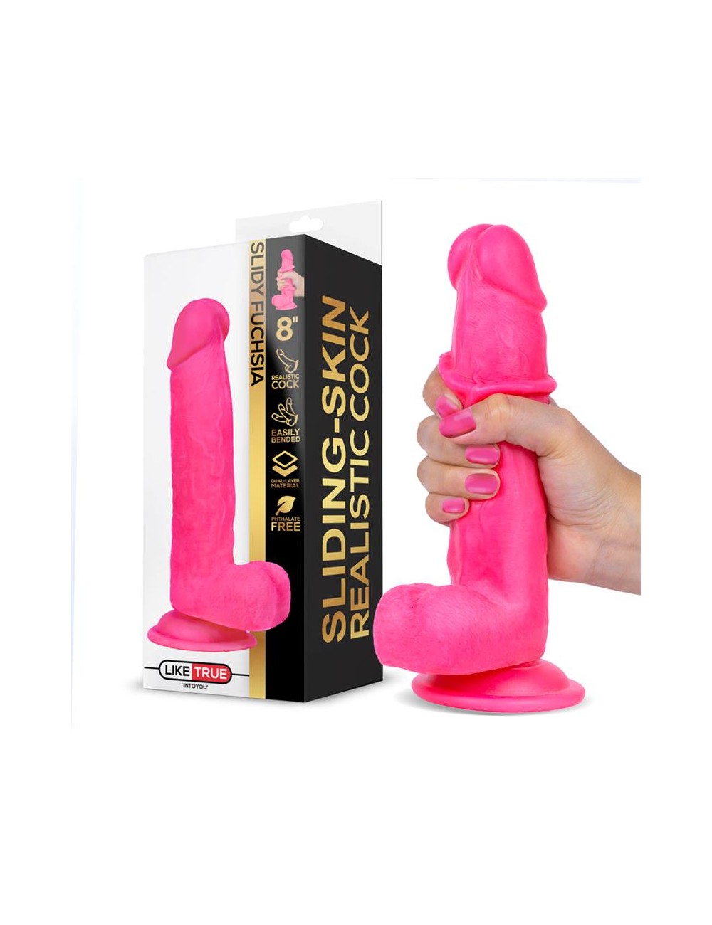 Slidy Dildo Realista Dual Layer Retractil y Orientable 8