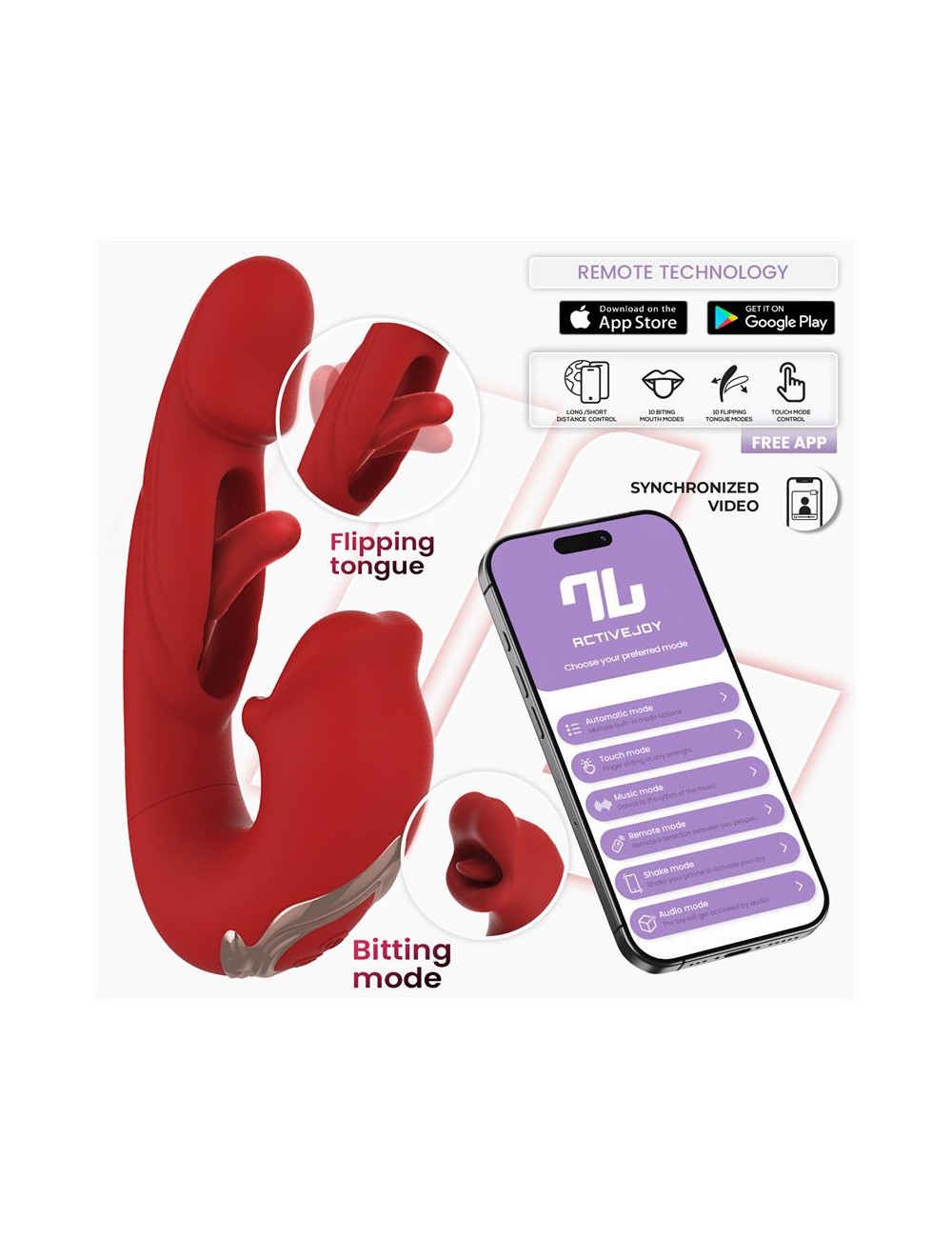 Mouty Vibrador Funcion Mordisqueo y Flipping con App