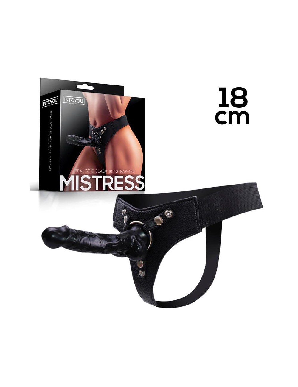 Mistress Arnes Elastico con Dildo de Silicona de 18 cm Negro