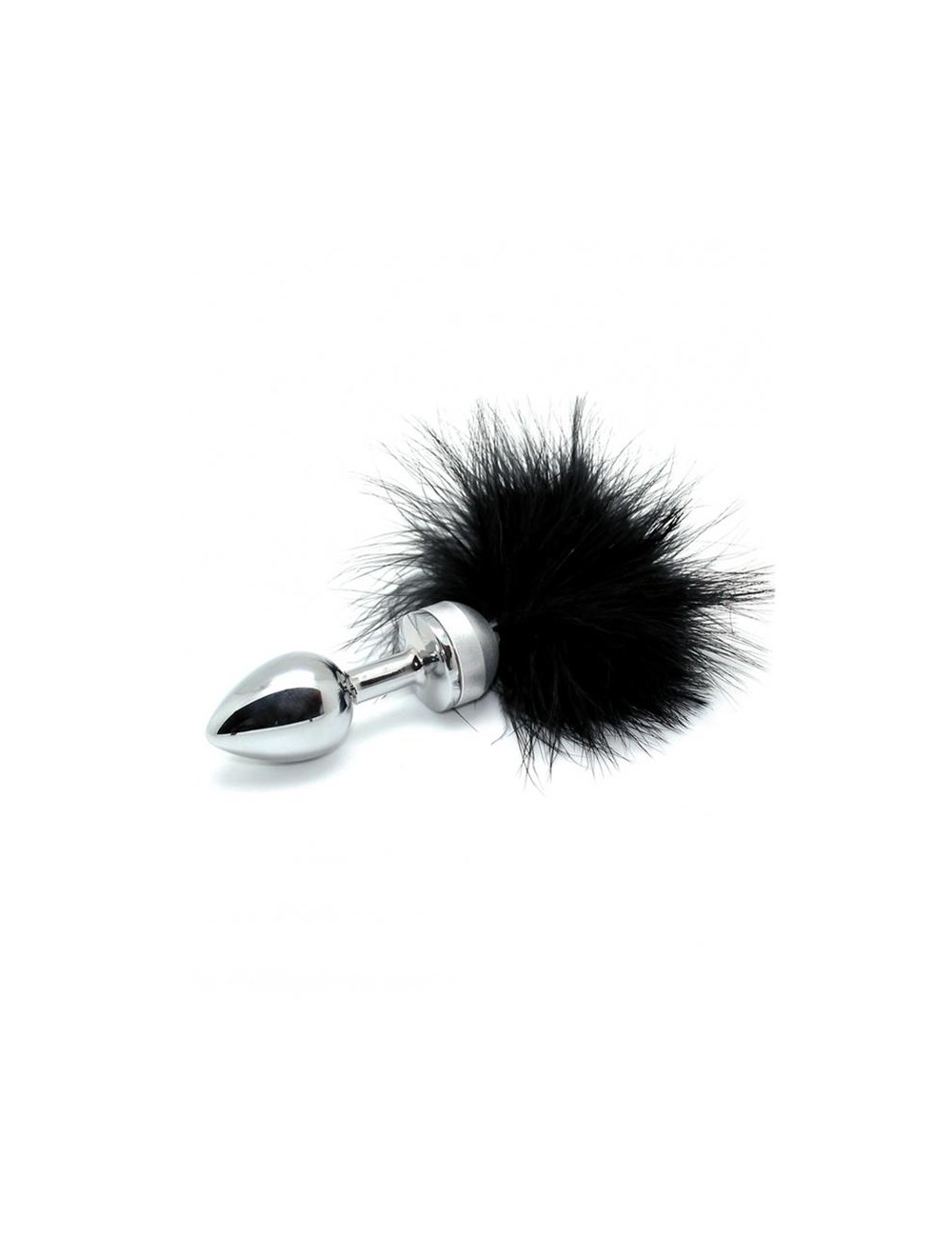 Plug Anal Metal con Plumas Negro 73mm