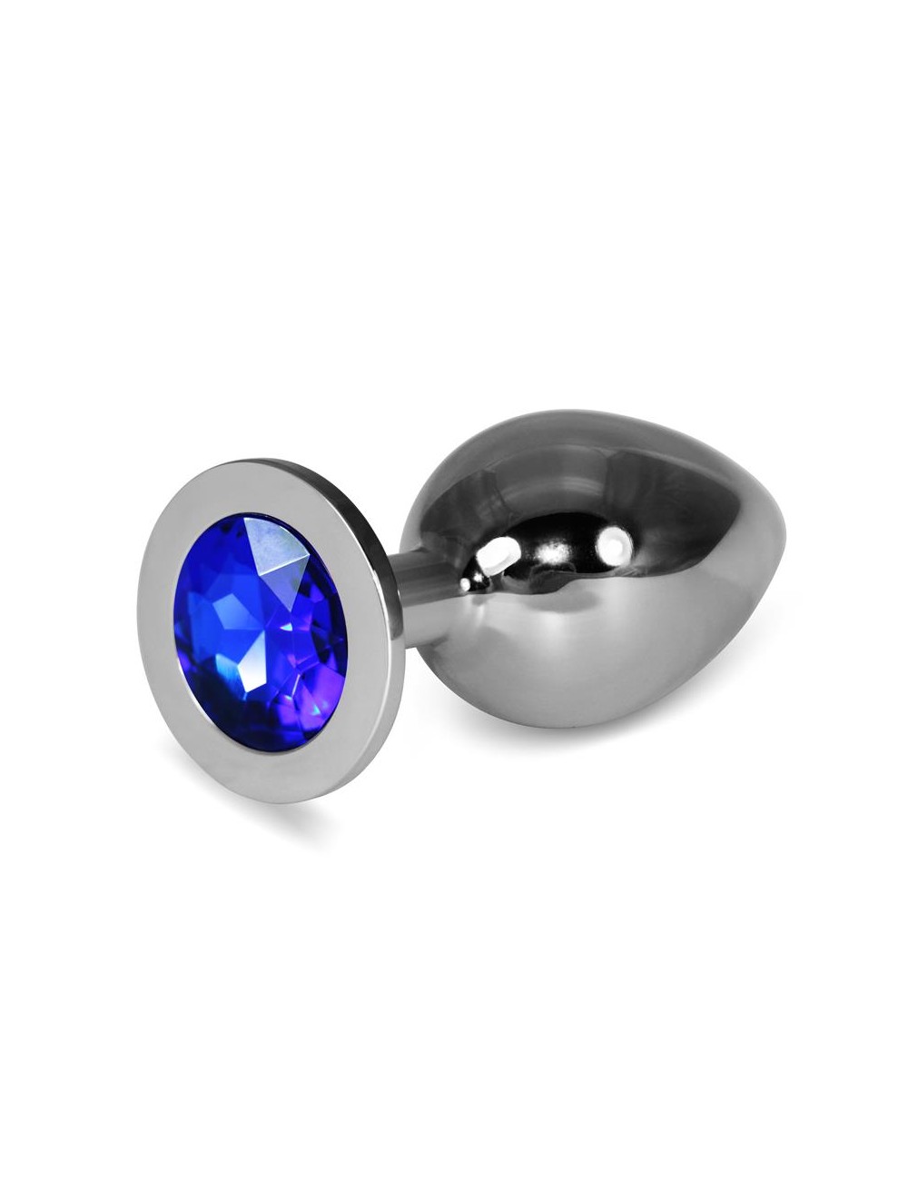 Plug Anal de Metal Rosebud Classic con Joya Azul Oscuro Talla L