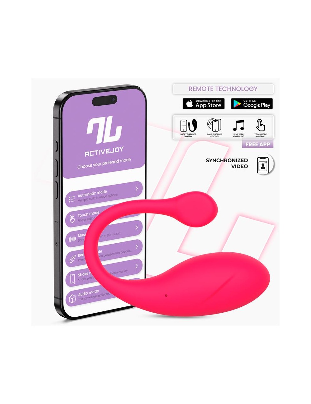 Bulby Huevo Vibrador con APP Rosa Intenso