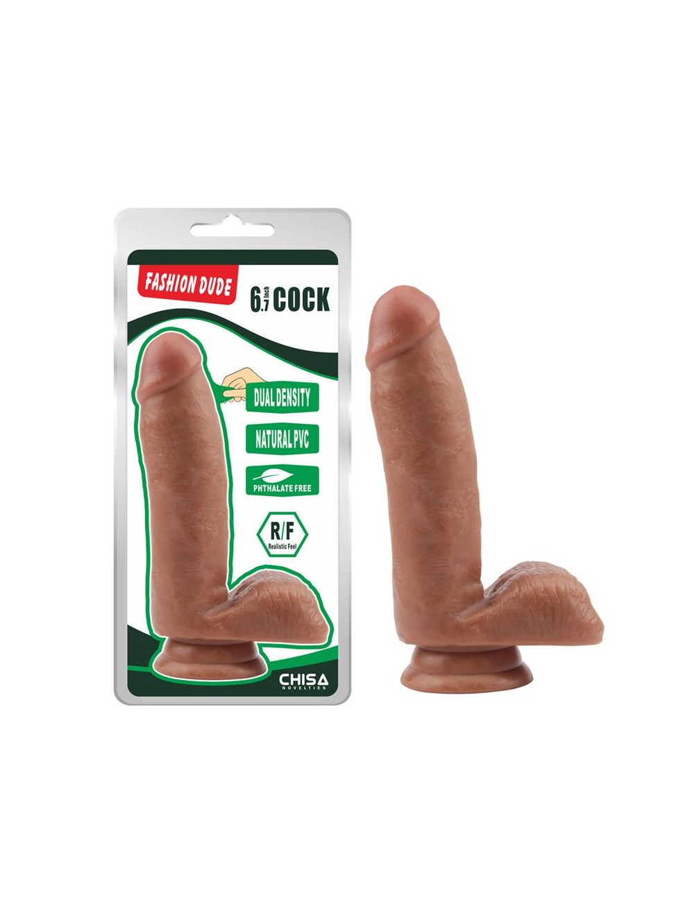 Dildo Dual density Fashion Dude 17 x 36 cm Bronceado