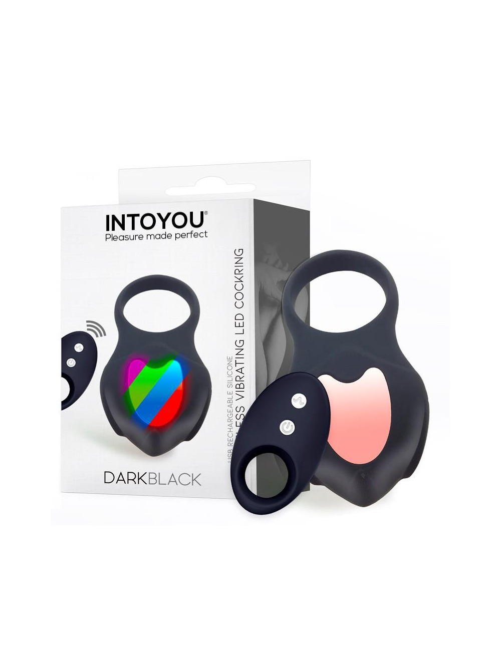Darkblack Anillo Vibrador con Led Control Remoto USB Silicona