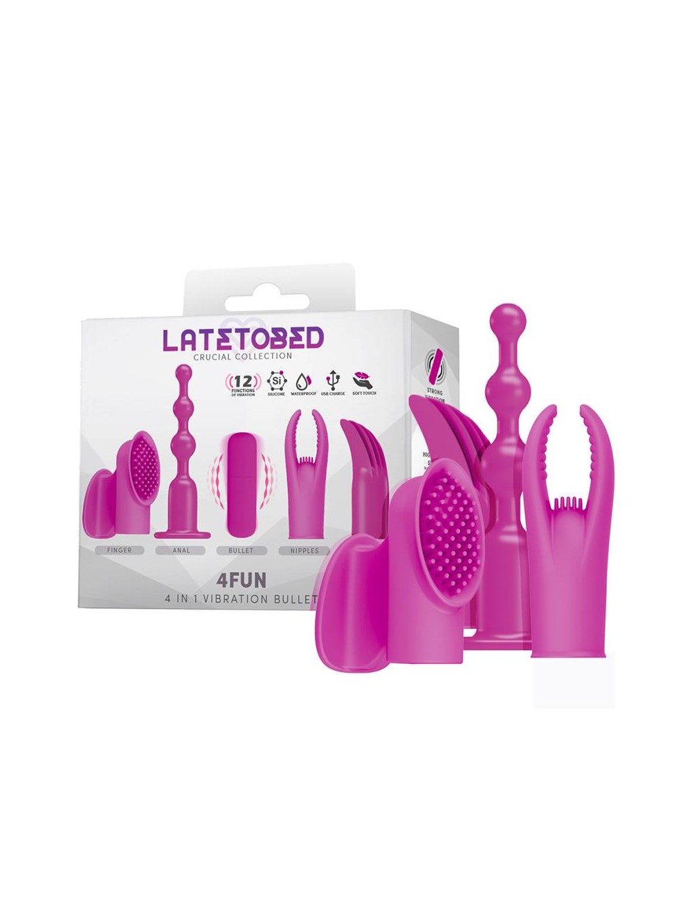 4Fun Bala Vibrador y 4 Fundas USB Impermeable Silicona