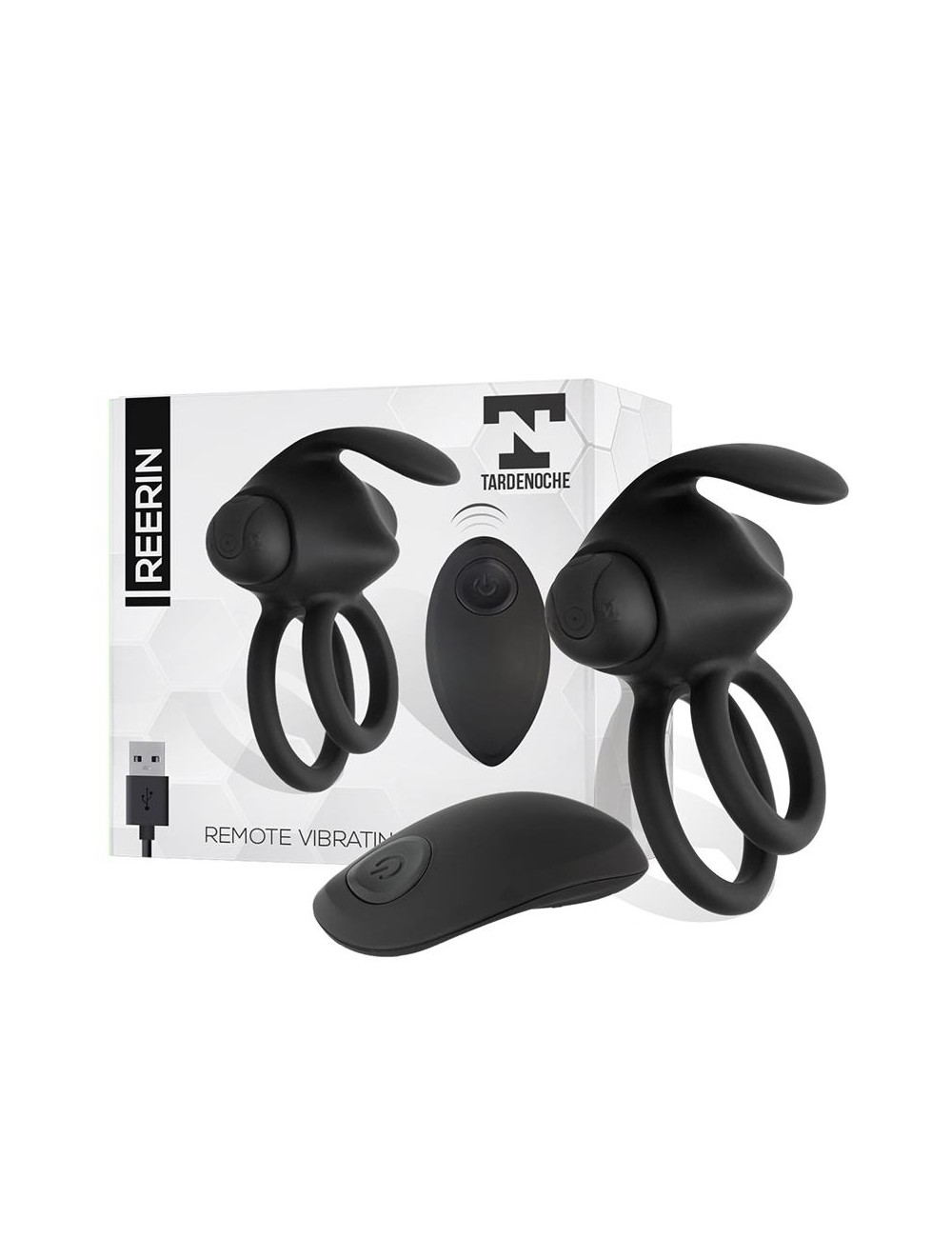 Reerin Anillo Vibrador USB Dual Control Remoto USB Silicona