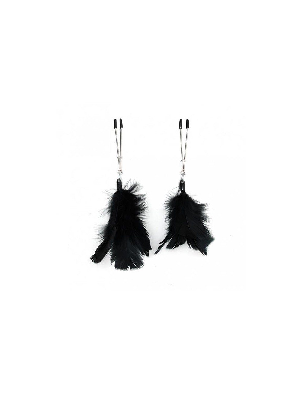 Pinzas para Pezones con Plumas Negras Ajustables