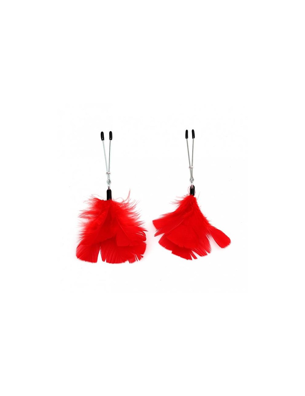 Pinzas para Pezones con Plumas Rojas Ajustables