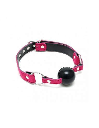 Mordaza Cuero Silicona Rosa Ajustable