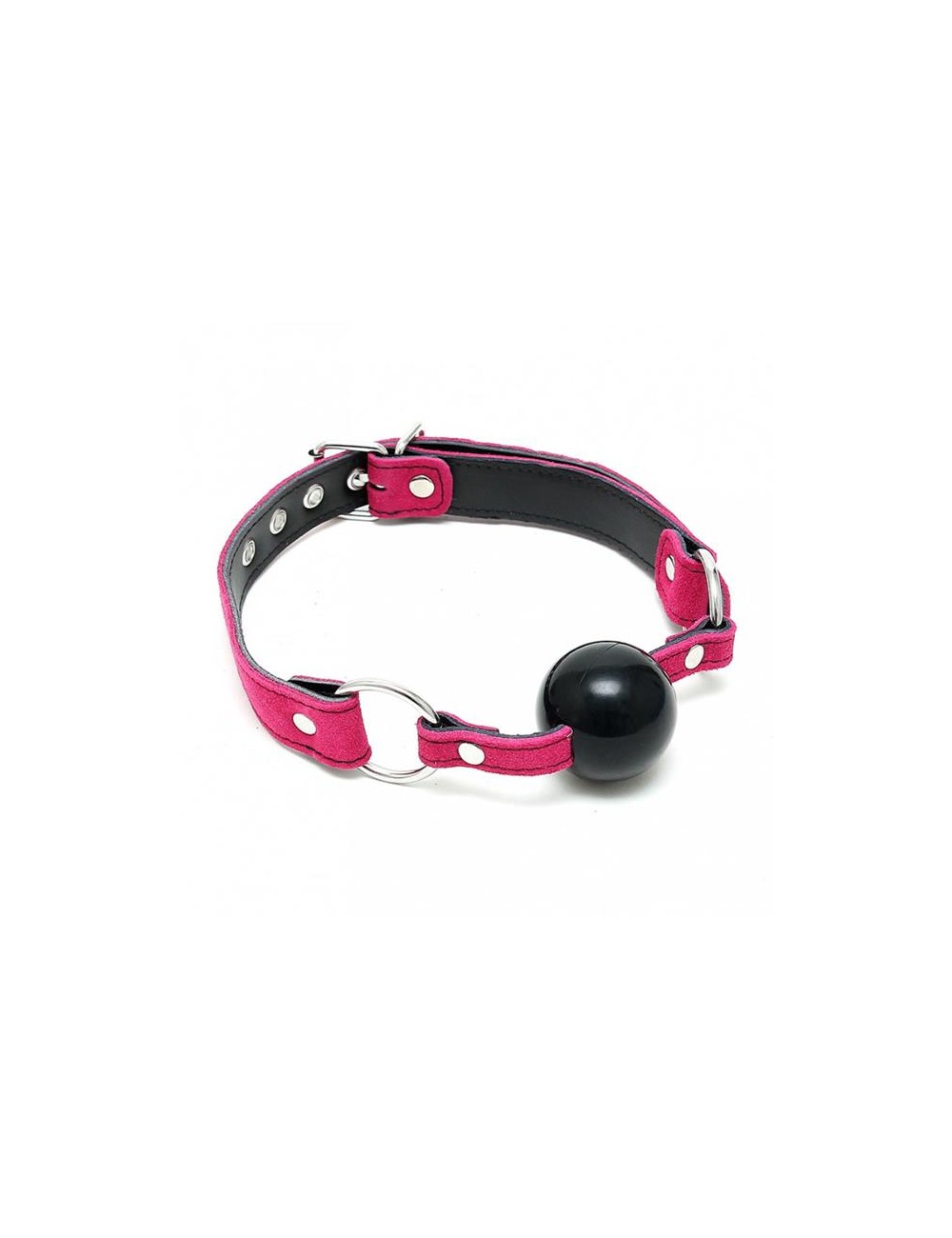 Mordaza Cuero Silicona Rosa Ajustable