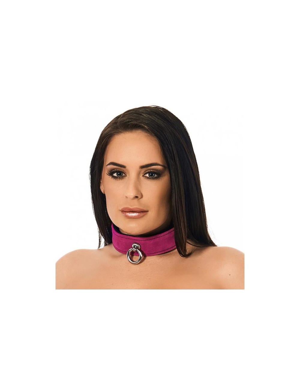 Collar de Cuero Rosa Ajustable