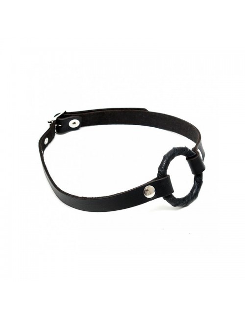 Mordaza Cuero con Anillo O Ajustable
