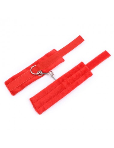 Esposas de Tela con Velcro para Munecas con Pelo Largo Rojo