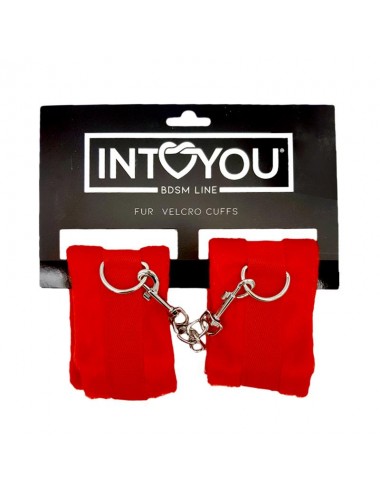 Esposas de Tela con Velcro para Munecas con Pelo Largo Rojo
