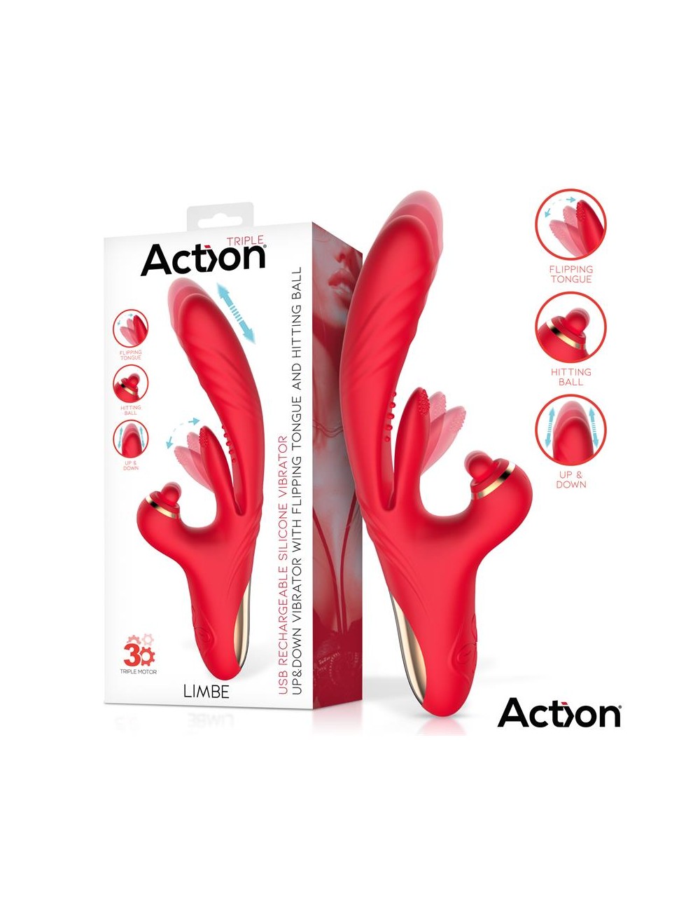 Limbe Vibrador con Lengua Flip Flap Bola Percutora y Up and Down