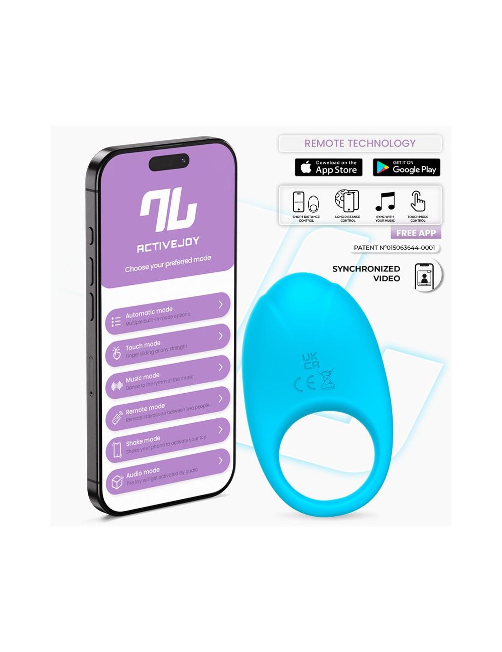 Ringo Anillo Vibrador con APP Unibody Azul