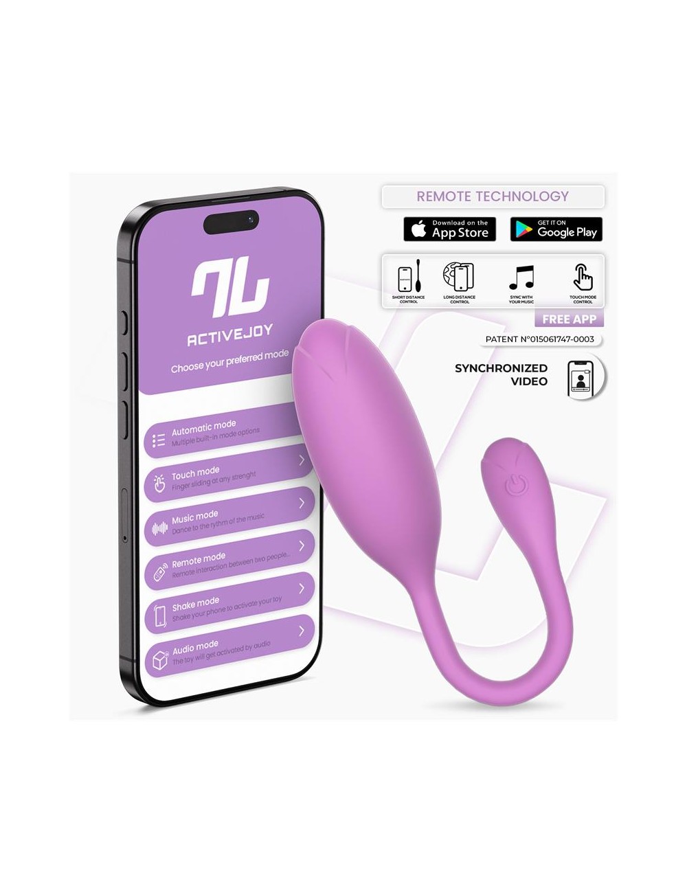 Logan Huevo Vibrador con APP Silicona Unibody Purpura